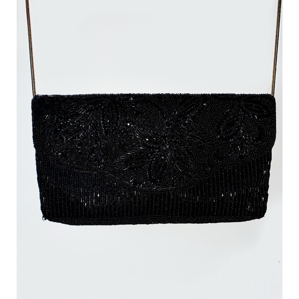 Vintage Bechamel Black Beaded Flip Handbag